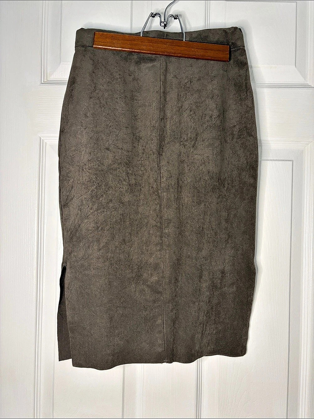Wilfred Free Brown Grey faux suede Midi Skirt Size 0